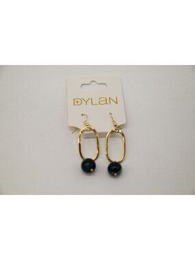 NWT Dylan Jewelry Mila Earrings Deep Blue Gold Tone Dangle Drop Beaded Statement
